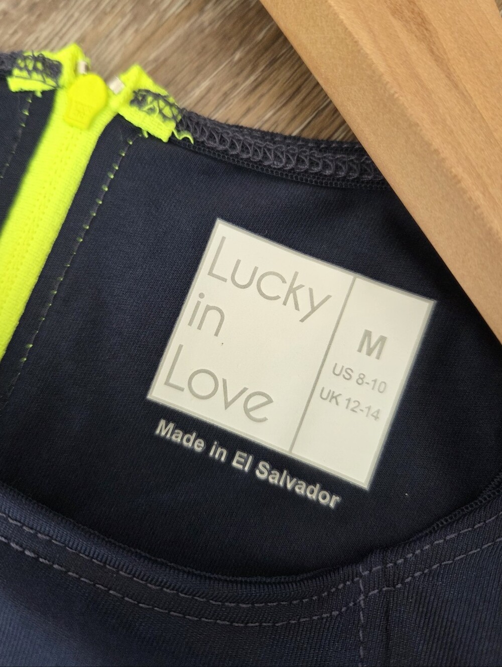 Lucky in Love Navy Blue Athletic Tennis Dress NWT Pleated Tennisprep Neon Zip-up - Picture 9 of 14
